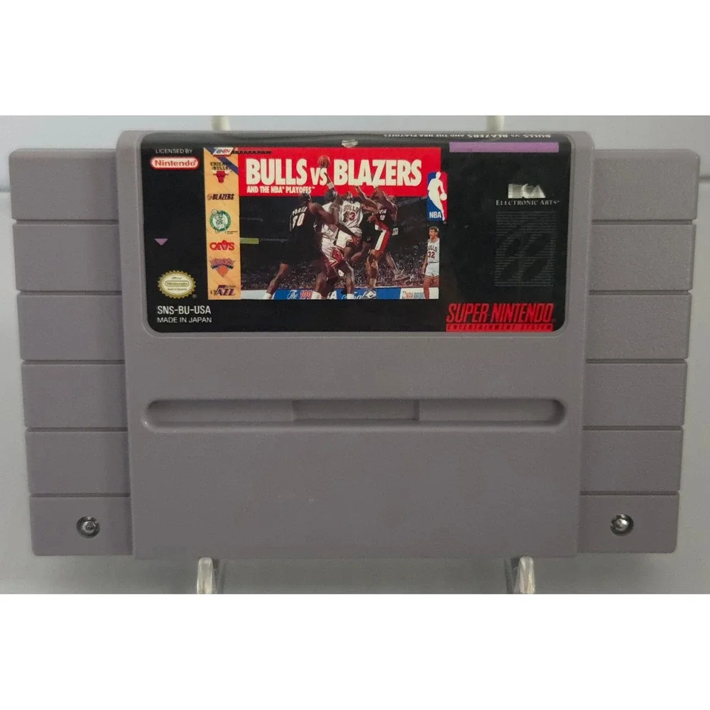 Bulls vs Blazers NBA Playoffs - SNES Super Nintendo - 19 Stamp - TESTED